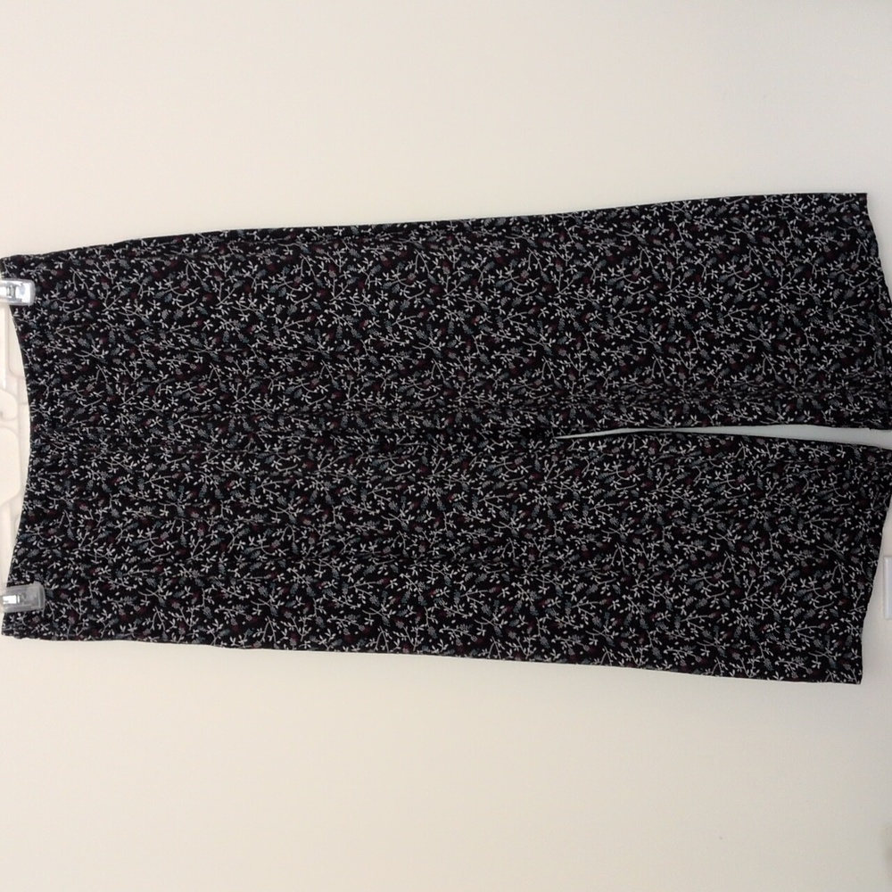 UNIQLO EUC Black Floral Lounge Pants Rayon 2 Pockets Elastic Waist - Picture 4 of 5
